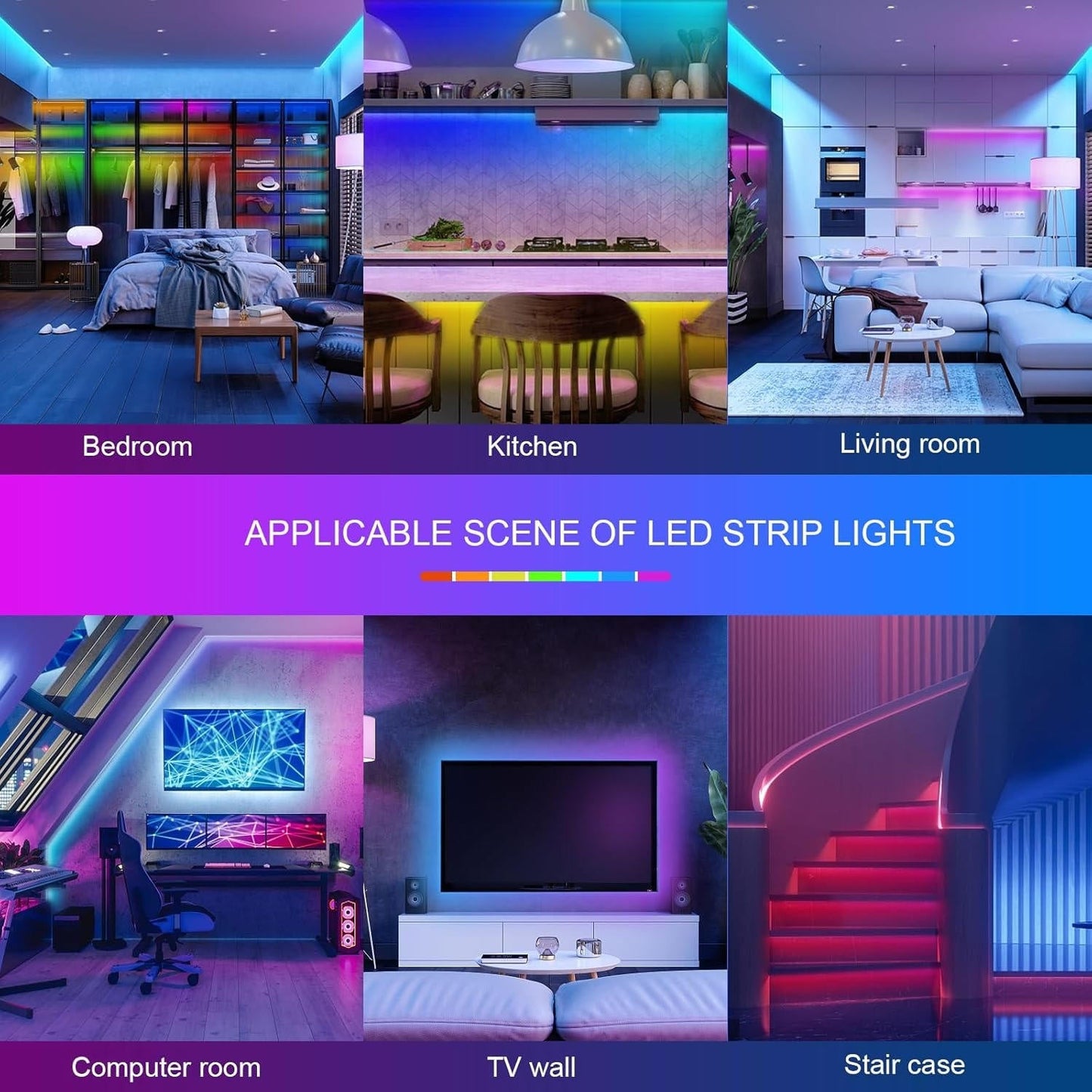 Colorful LED Tape Lights With Remote