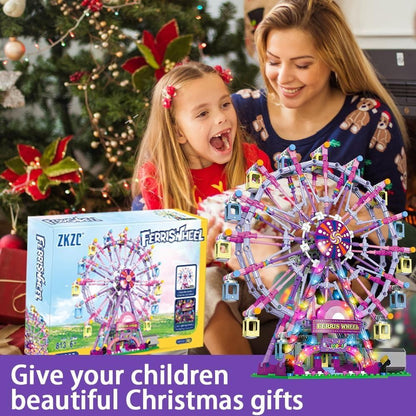 813 Piece Ferris Wheel Building Set with Swinging Cabins, STEM Learning Toy, Safe & Fun for Kids 6+