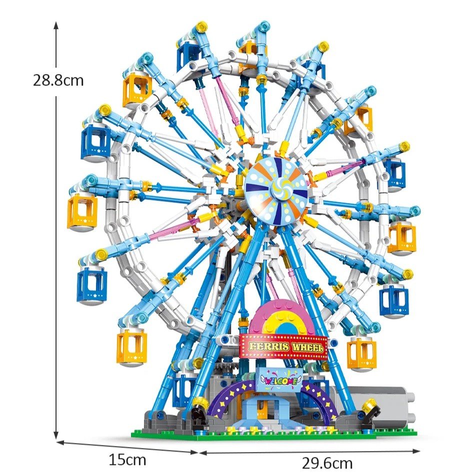 813 Piece Ferris Wheel Building Set with Swinging Cabins, STEM Learning Toy, Safe & Fun for Kids 6+