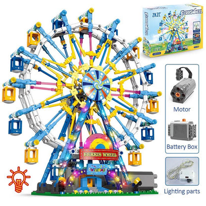 813 Piece Ferris Wheel Building Set with Swinging Cabins, STEM Learning Toy, Safe & Fun for Kids 6+