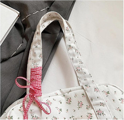 Big Cotton Travel Bag with Ribbon Detail