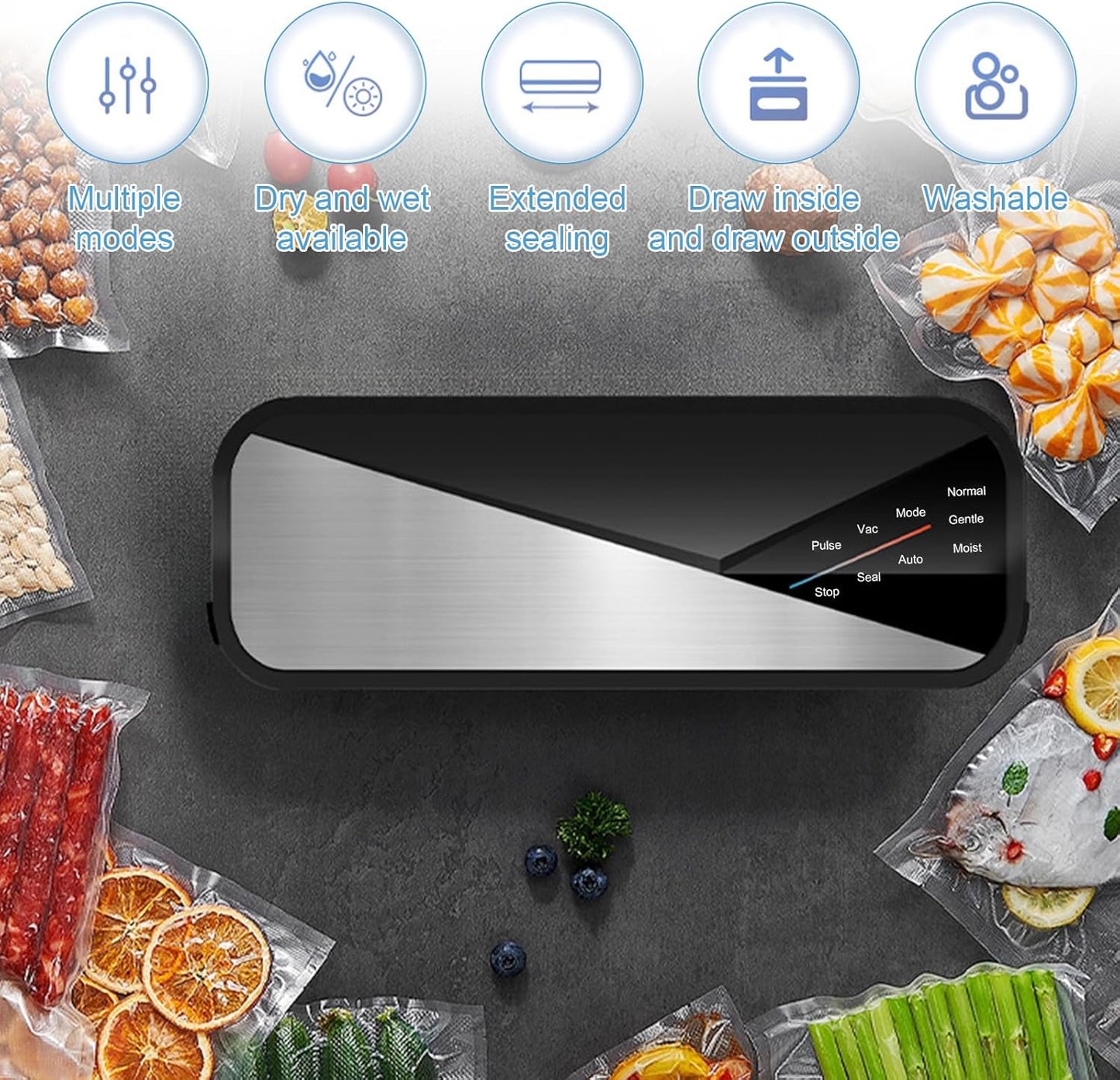 Compact 6-in-1 Food Sealer with Strong Suction Power
