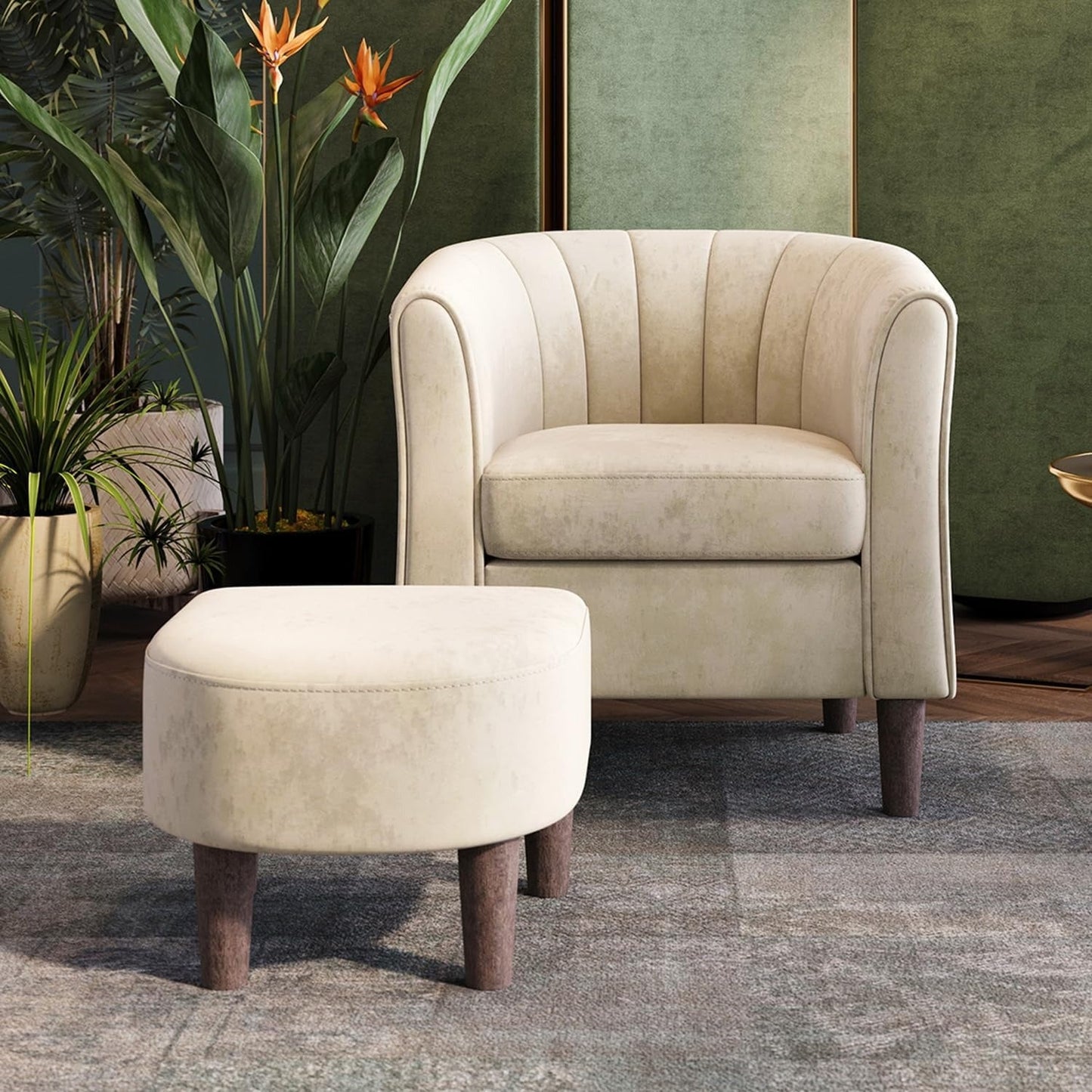 Comfortable Armchair with Storage Stool