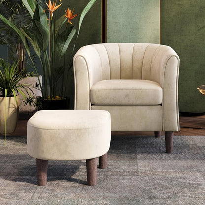Comfortable Armchair with Storage Stool