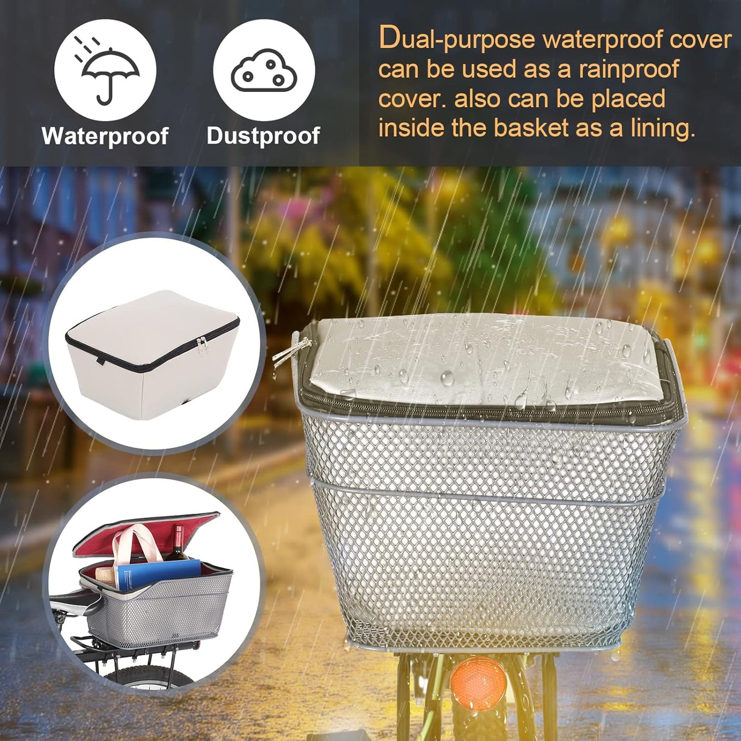 Waterproof Bicycle Storage Basket with Weatherproof Lid