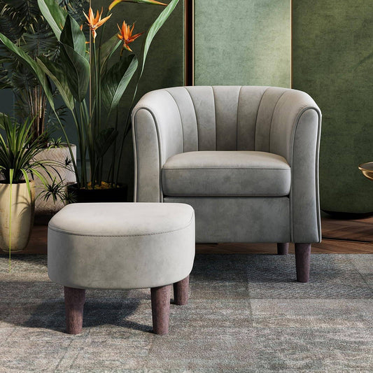 Comfortable Armchair with Storage Stool - Pexav