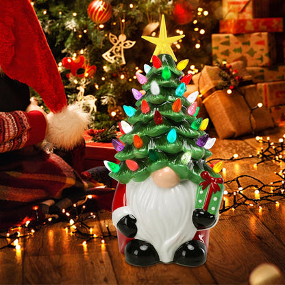 Colorful Ceramic Holiday Tree, Mini Lit Xmas Tree