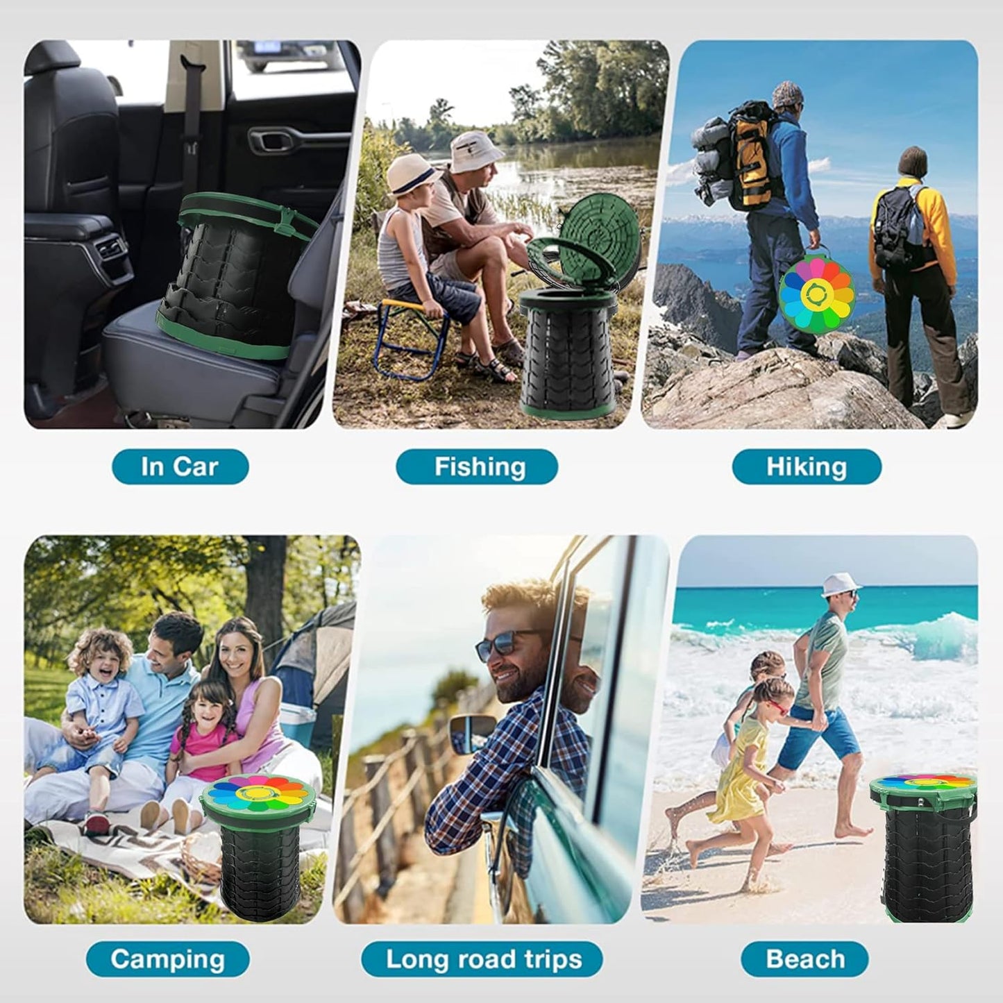 Compact Camping Toilet with Adjustable Seat