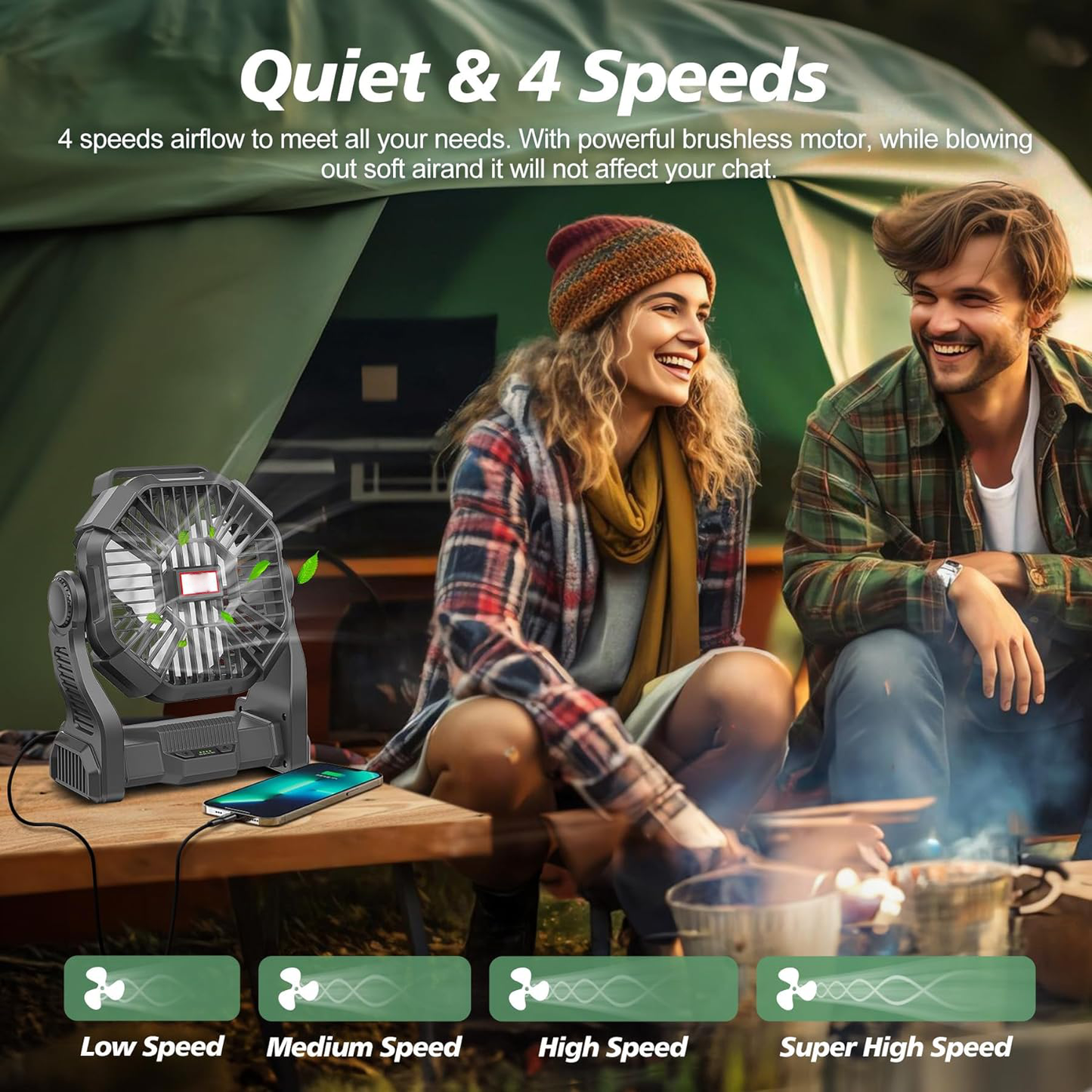 Compact Camping Fan with LED Light