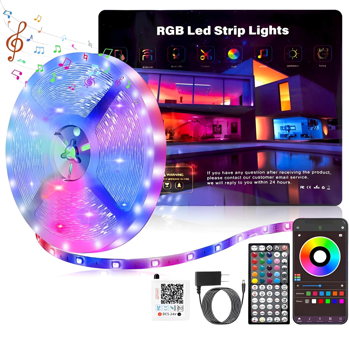 Colorful LED Tape Lights With Remote - Pexav
