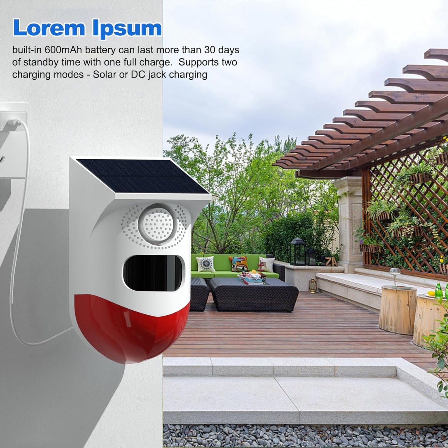 Wireless Outdoor Security Alarm with Siren and Flashing Light