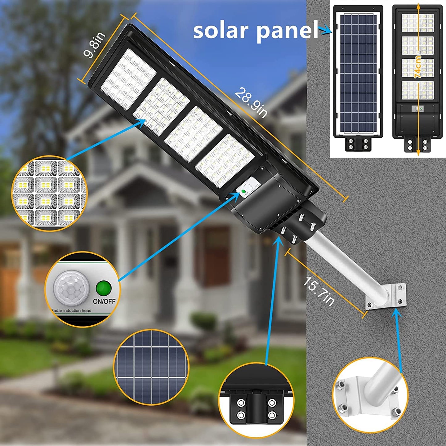 Bright Outdoor 90W Solar Powered Street Lamp