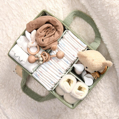 Soft Baby Diaper Caddy Storage Basket with Pockets