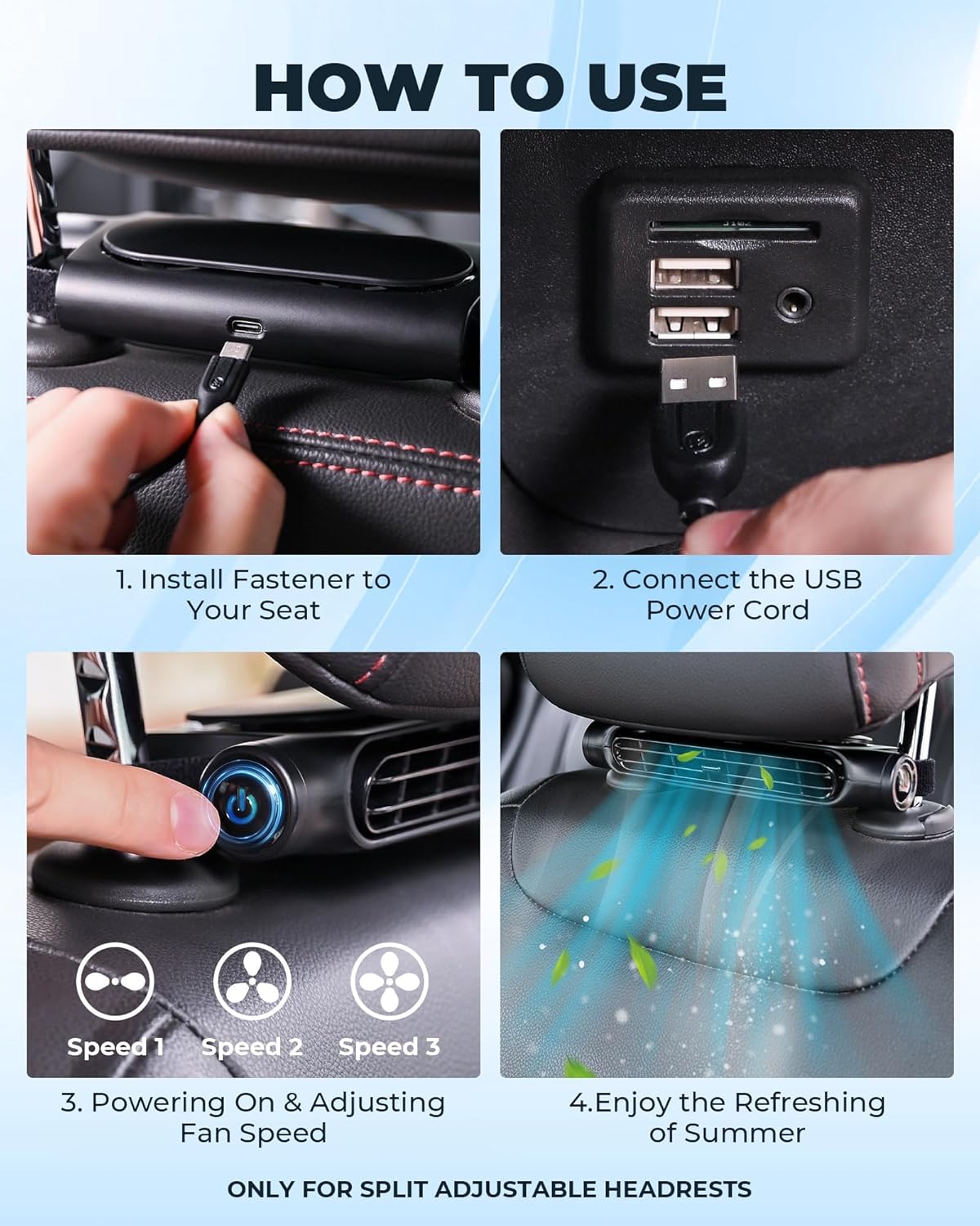 Compact Car Vent Cooler Fan with Free Mount
