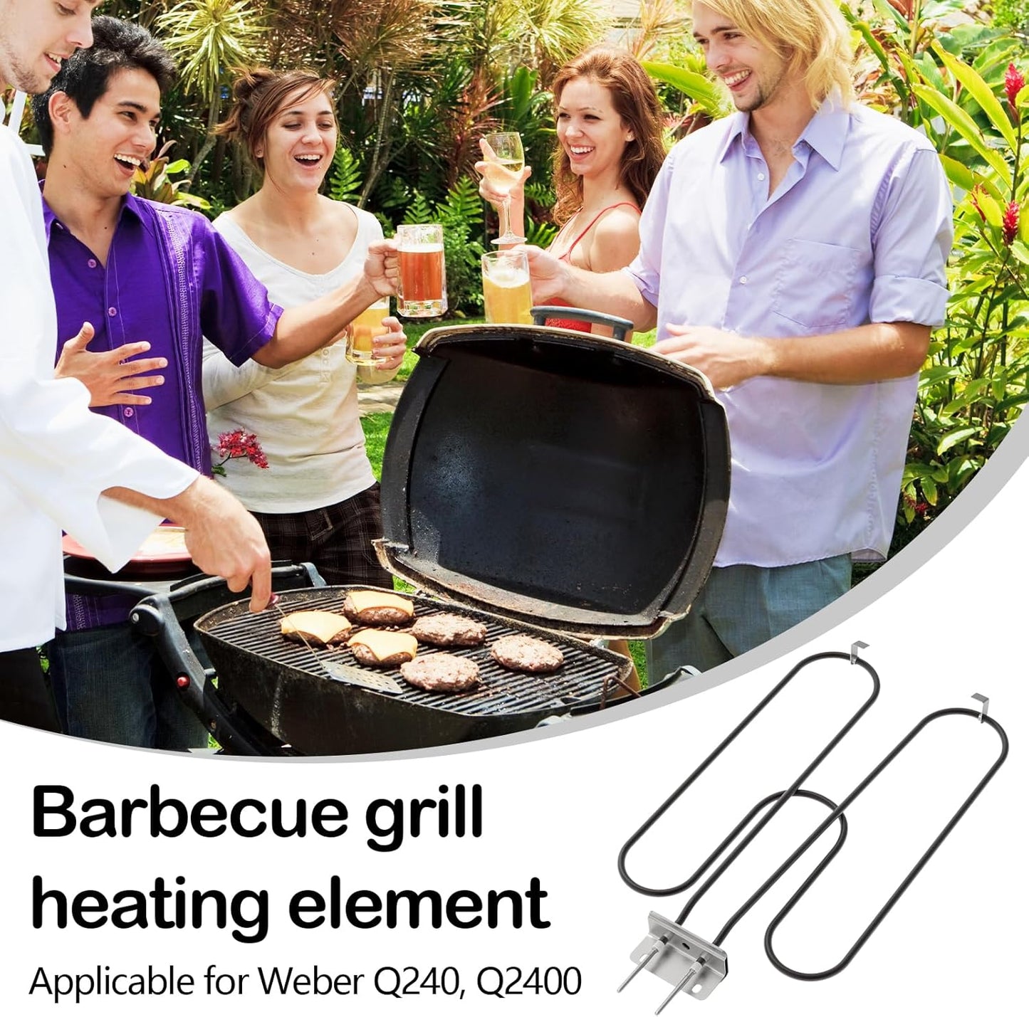 Powerful Electric BBQ Grill Heater 2200W Stainless Steel