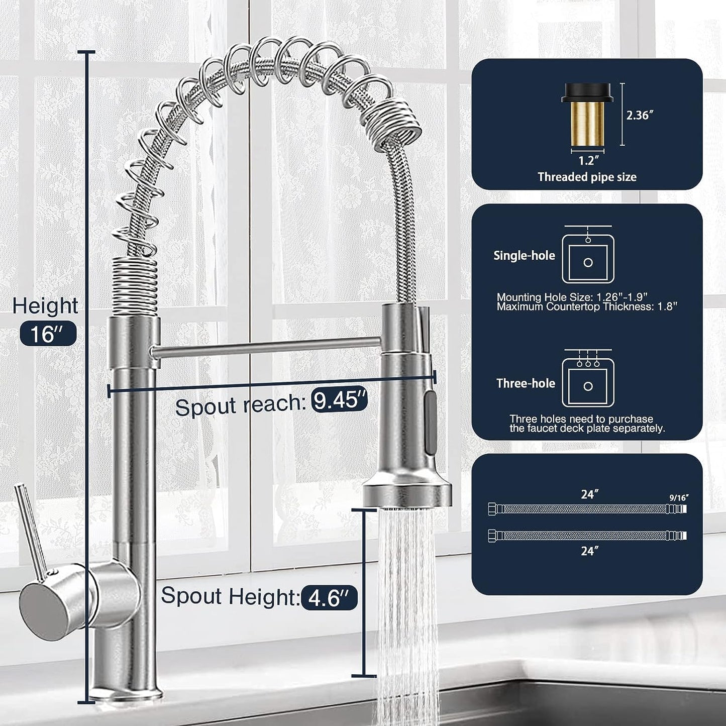 Stainless Steel Kitchen Faucet With Pull Out Sprayer