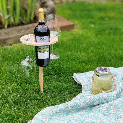 Collapsible Outdoor Wine Table with Cup Holders
