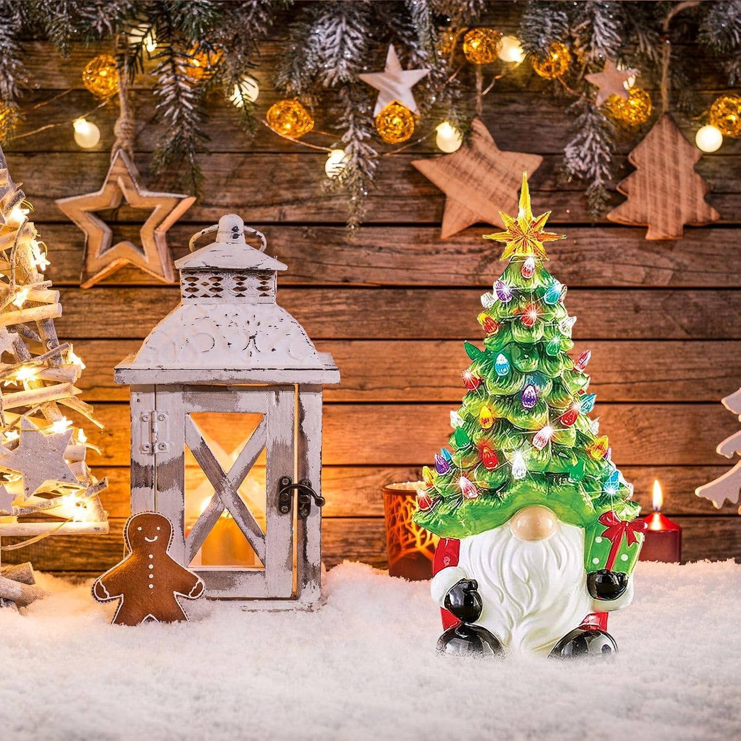 Colorful Ceramic Holiday Tree, Mini Lit Xmas Tree