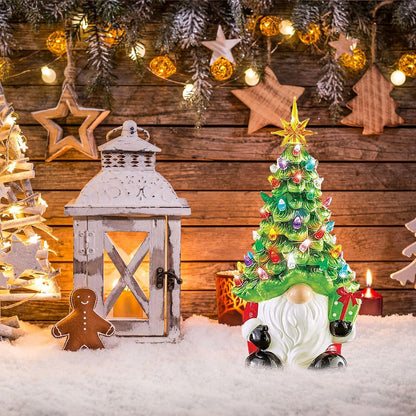 Colorful Ceramic Holiday Tree, Mini Lit Xmas Tree