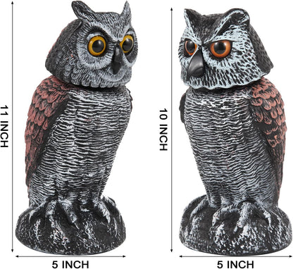 2 Pack Rotating Owl Garden Repellent Bird Deterrent