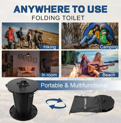 Compact Camping Toilet with Adjustable Seat