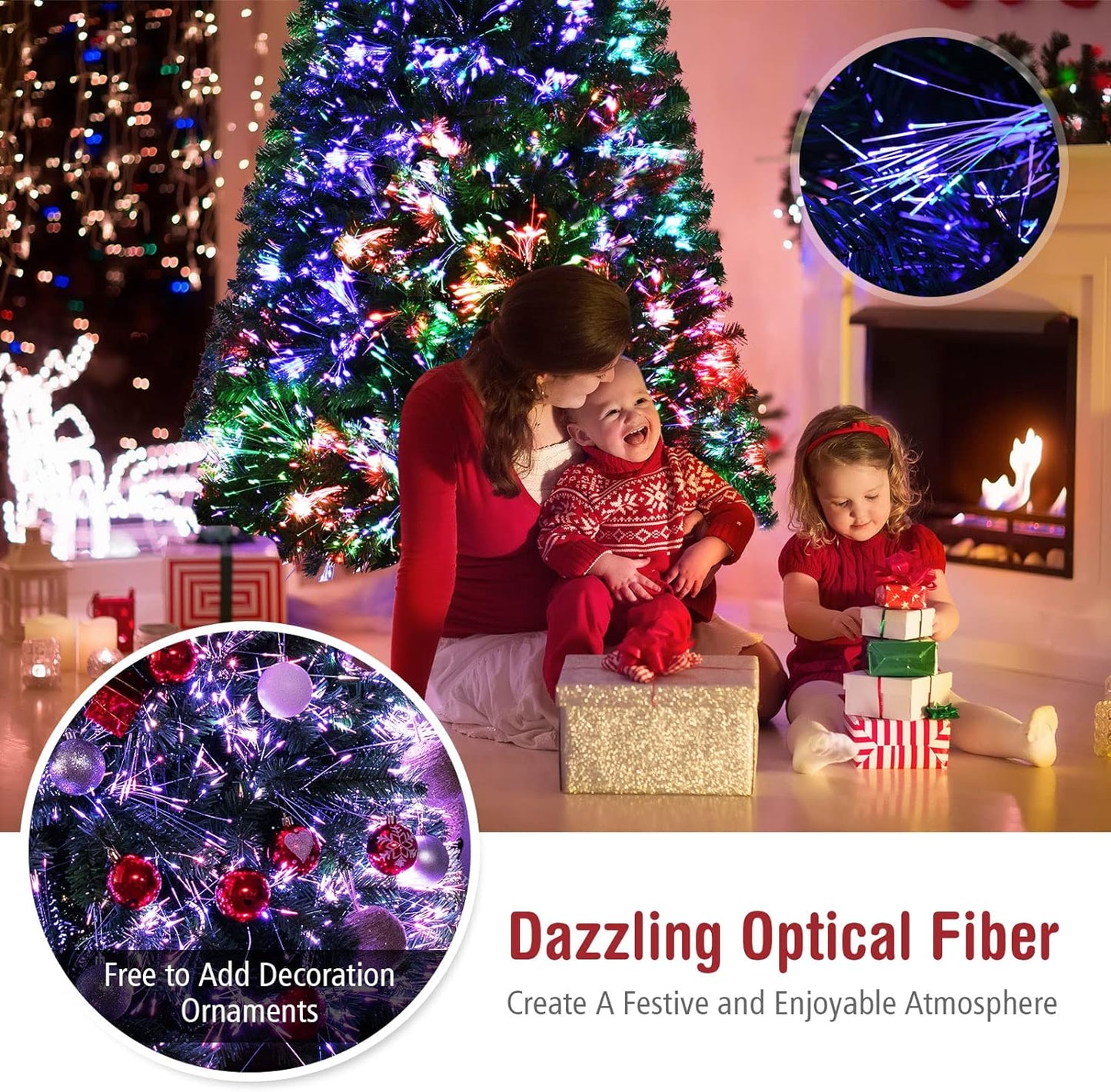 Tall 6Ft LED Lit Christmas Tree with Bright Decorations