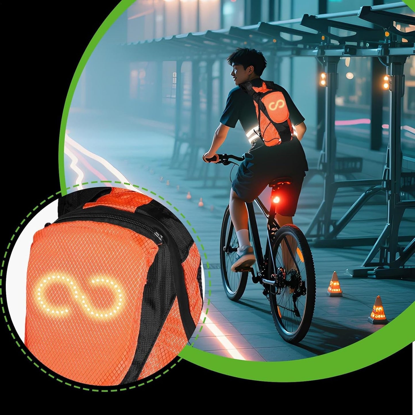 Bright LED Bike Backpack