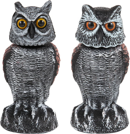2 Pack Rotating Owl Garden Repellent Bird Deterrent - Pexav