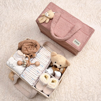 Soft Baby Diaper Caddy Storage Basket with Pockets