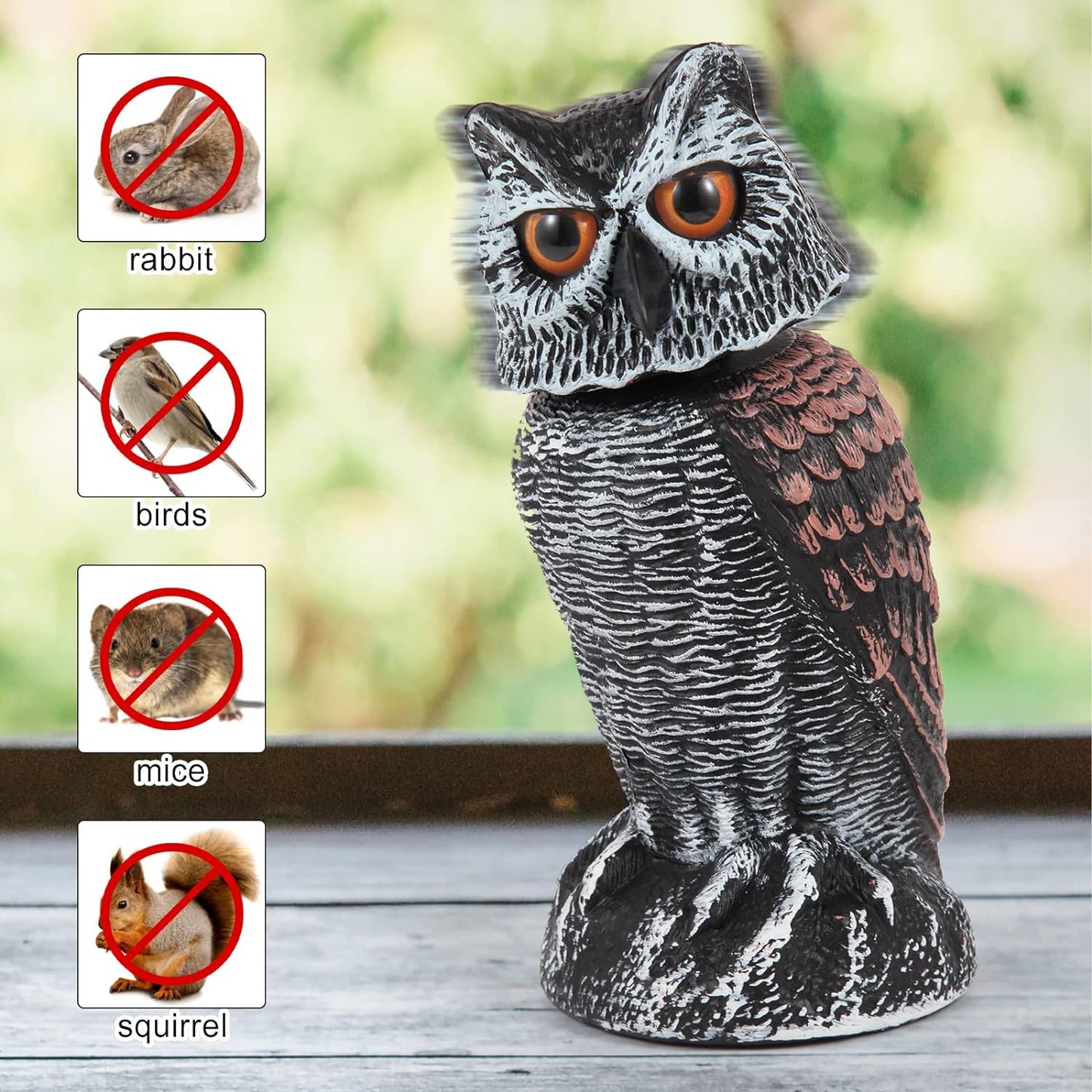 2 Pack Rotating Owl Garden Repellent Bird Deterrent