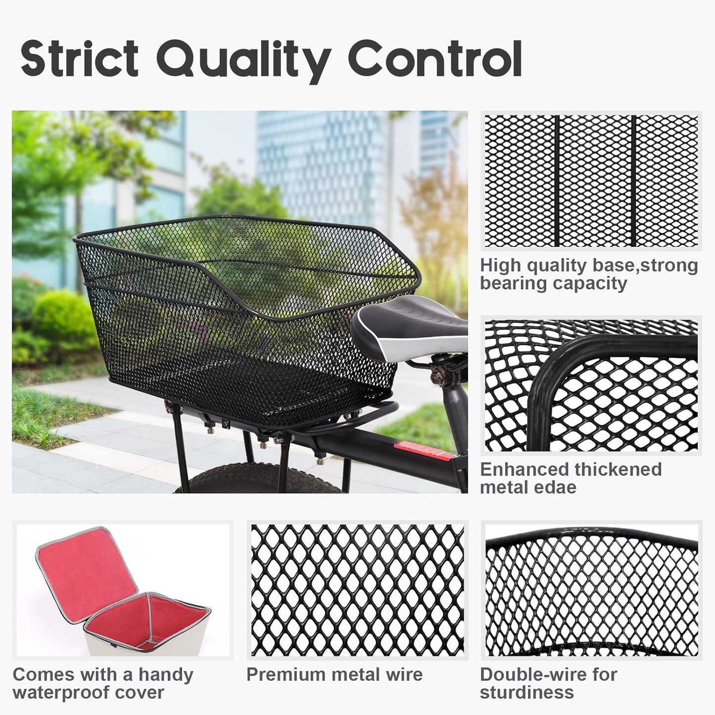 Waterproof Bicycle Storage Basket with Weatherproof Lid