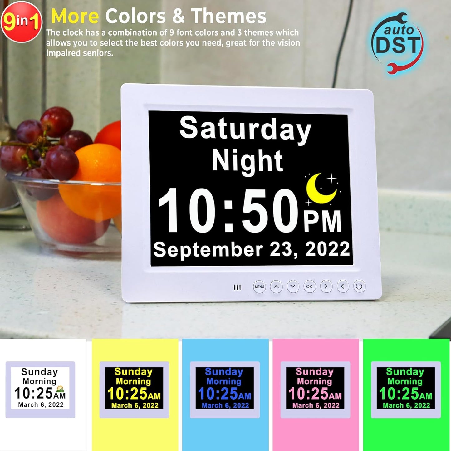 Large Display Digital Calendar Clock with Alarm Reminders