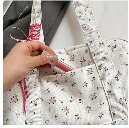 Big Cotton Travel Bag with Ribbon Detail