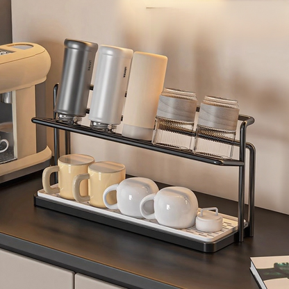 Compact 2-Tier Metal Dish Rack with Drip Tray - Pexav