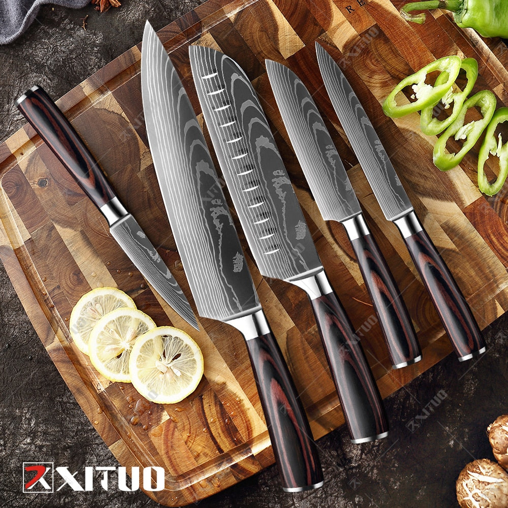 Premium Damascus Steel Kitchen Knives | Comfort Grip Wooden Handles