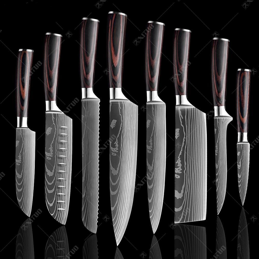 Premium Damascus Steel Kitchen Knives | Comfort Grip Wooden Handles