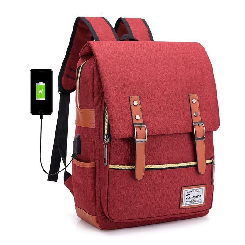 Classic Student Laptop Backpack with USB Charger Port
