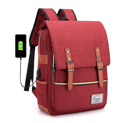 Classic Student Laptop Backpack with USB Charger Port
