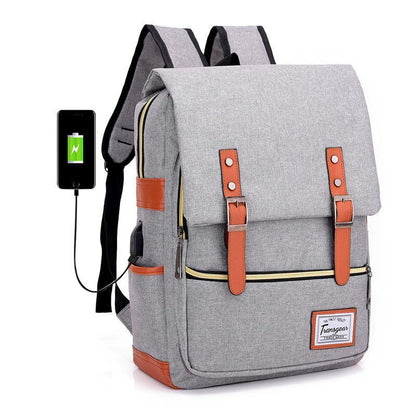 Classic Student Laptop Backpack with USB Charger Port