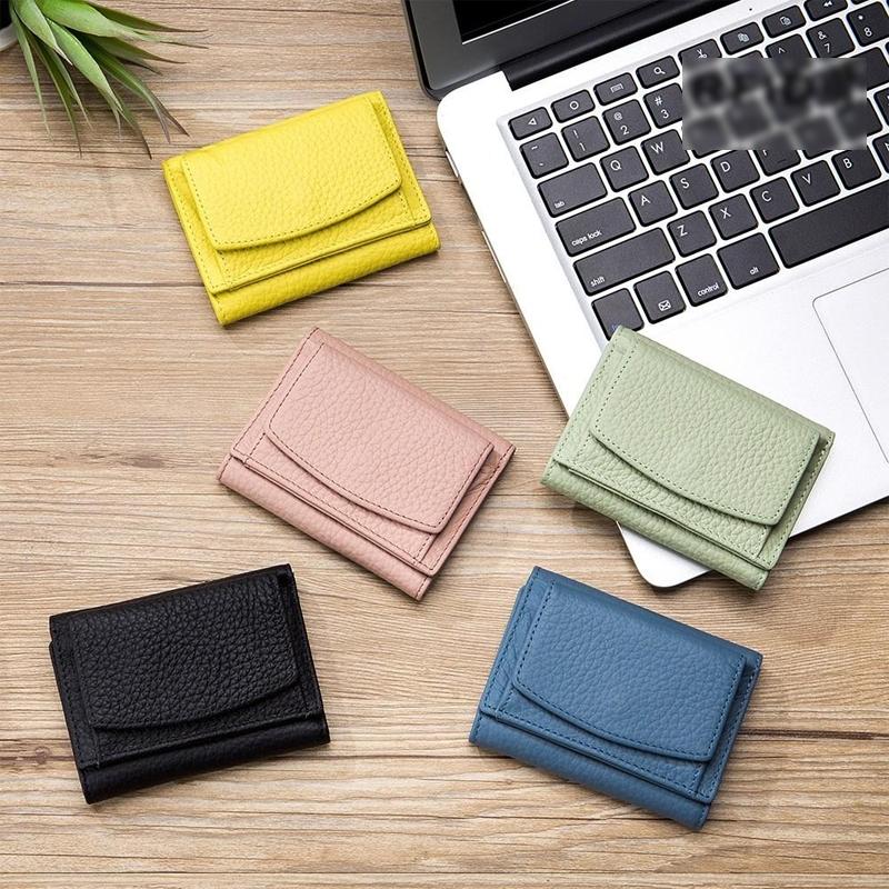 Small Genuine Leather Card Wallet with Coin Pocket