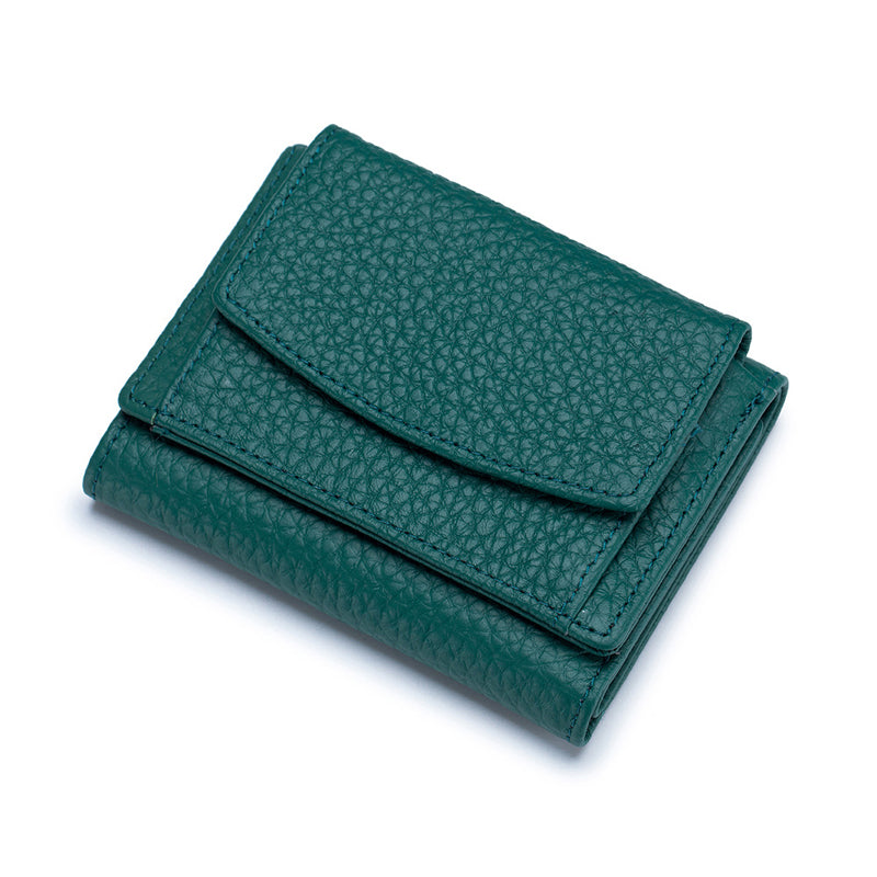 Small Genuine Leather Card Wallet with Coin Pocket