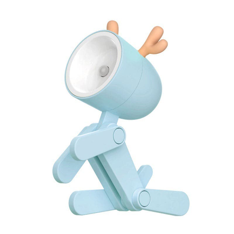 Light blue lamp with deer antlers on a white background