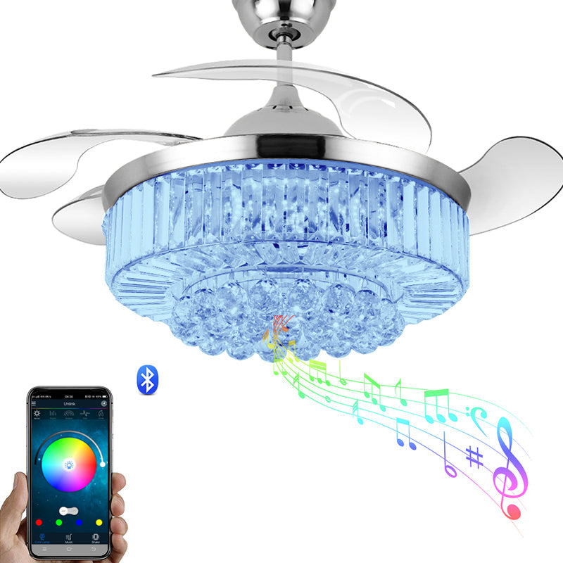 Bright Crystal LED Ceiling Fan Light Speaker