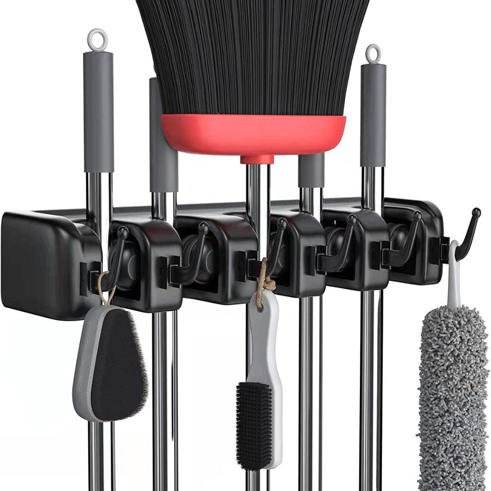 Space Saving Broom and Mop Storage Rack - Pexav