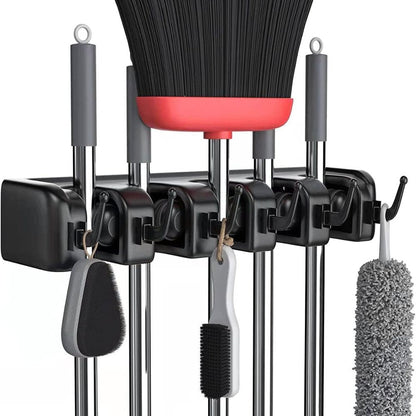 Space Saving Broom and Mop Storage Rack - Pexav