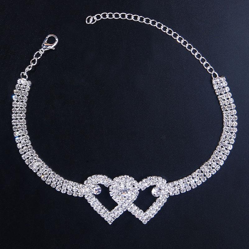 Sparkly Heart Charm Ankle Bracelet