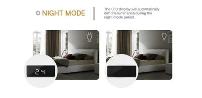LED Smart Clock Mirror Night Light Table Lamp