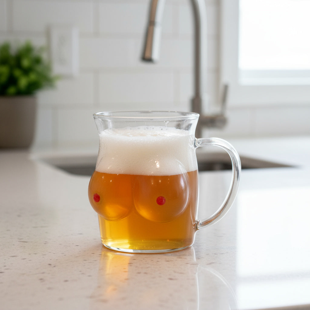 Large Funny Shaped Double Wall Glass Mug - Pexav