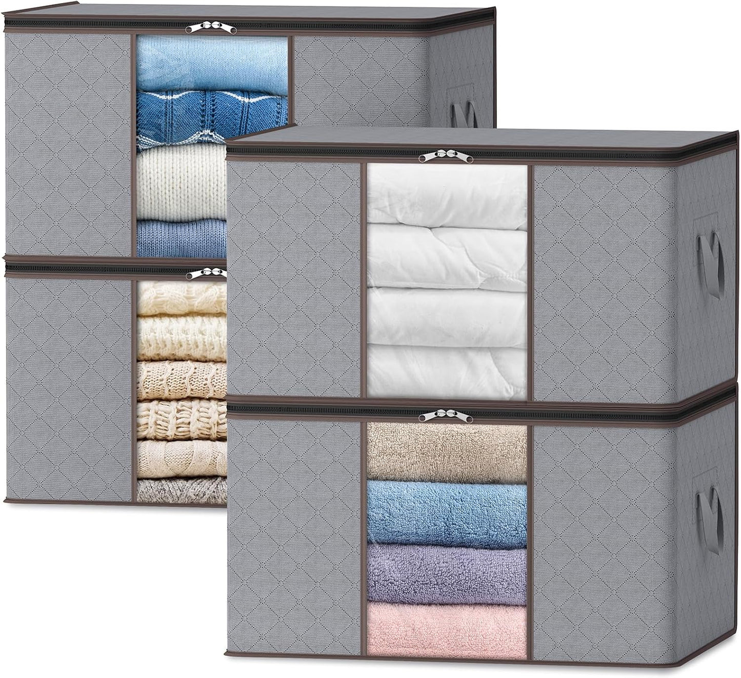 Collapsible Closet Storage Containers with Clear View Lids