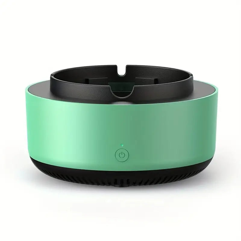 Green and black electronic device on a white background